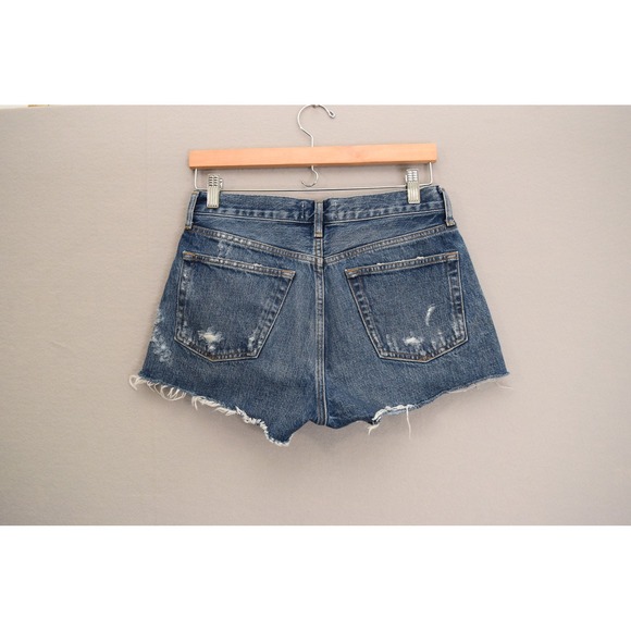 AGOLDE Parker Denim Shorts 26 Swapmeet Distressed Frayed Hem Blue - Picture 2 of 5